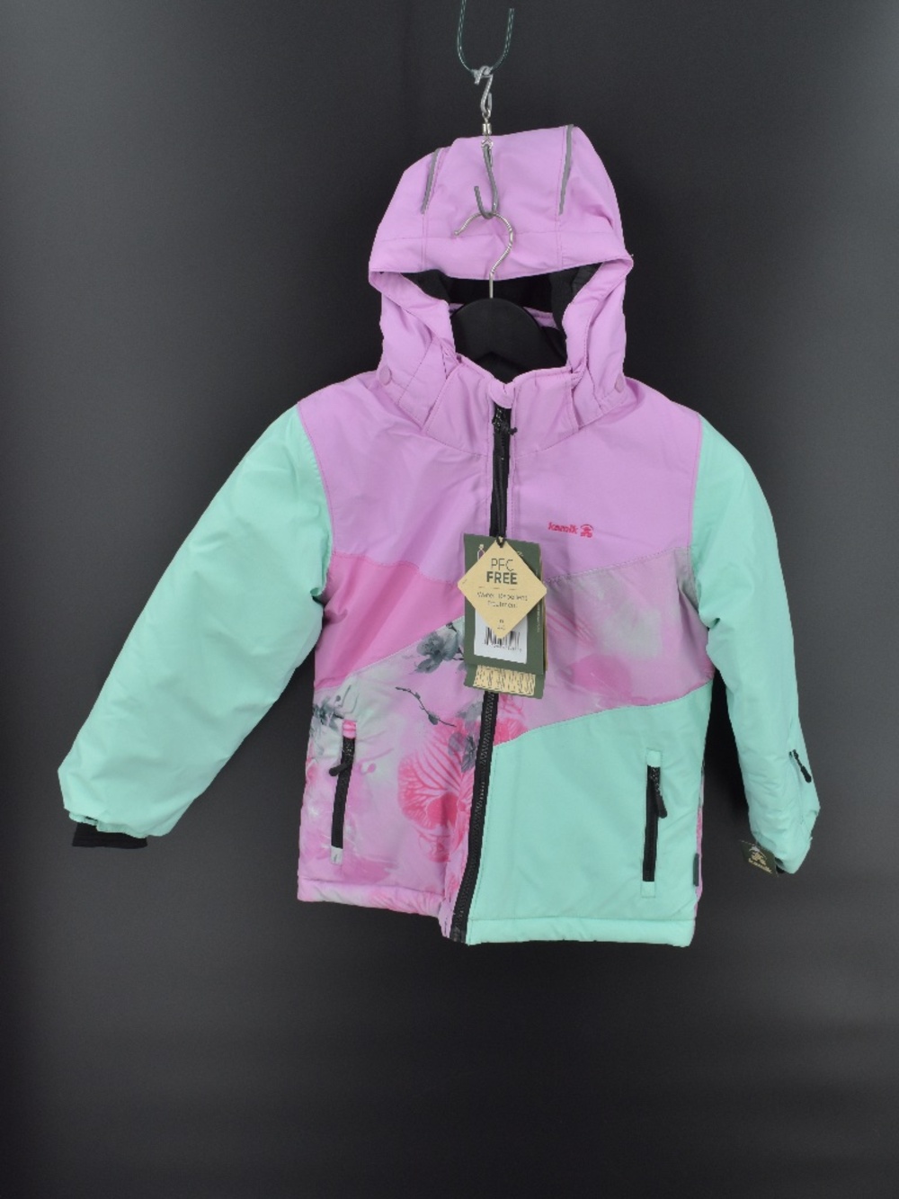 NWT Kamik Girls Flora Bloom Insulated Ski Jacket Lilac Aqua Winter Coat Size 6
